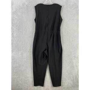 Eileen Fisher Jumpsuit Women's M Black Knit Viscose Tapered V Neck Relaxed Boho